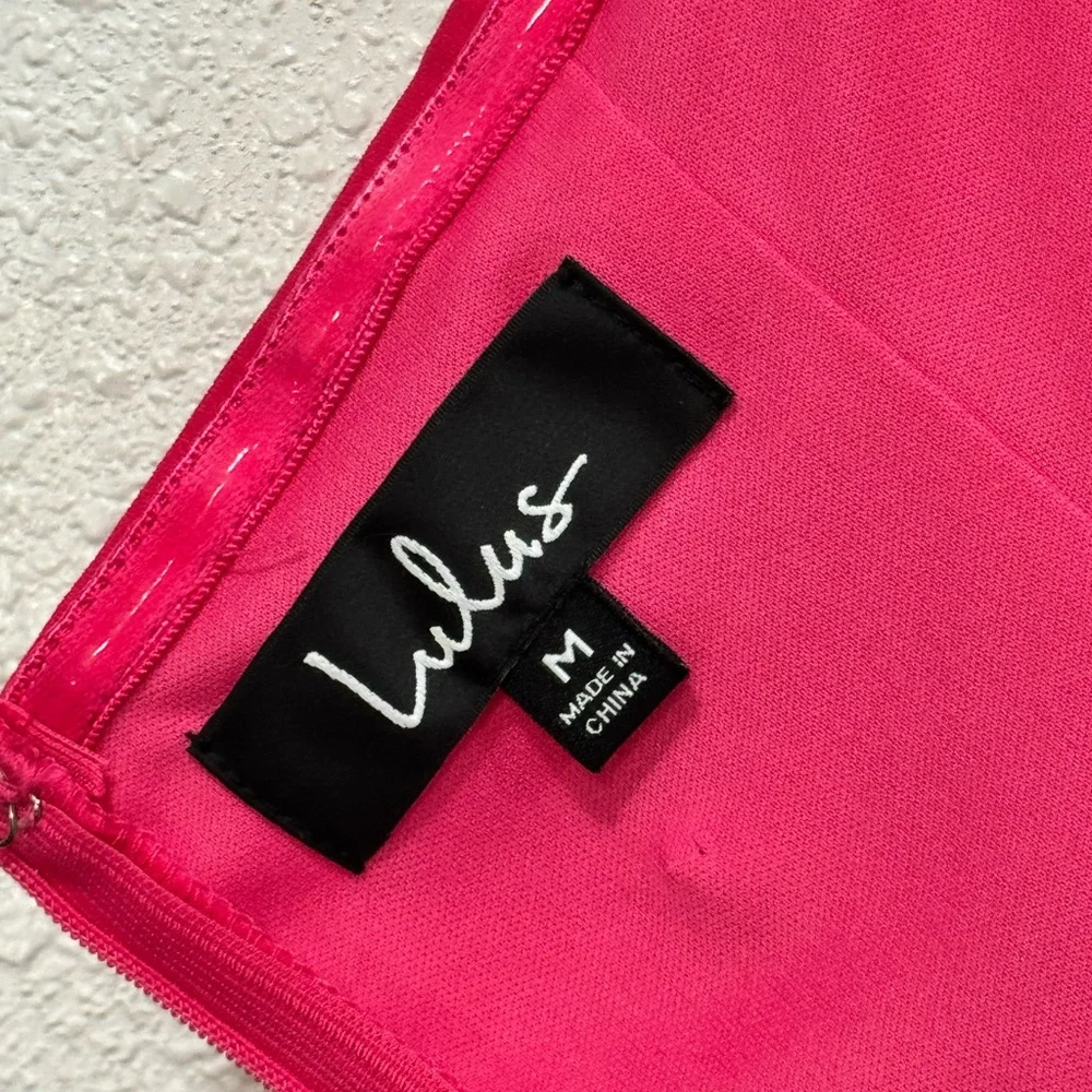 Lulu's Sexy Salmon Pink Red Strapless Jumpsuit Medium Wide Leg Cropped Womens - Picture 8 of 10